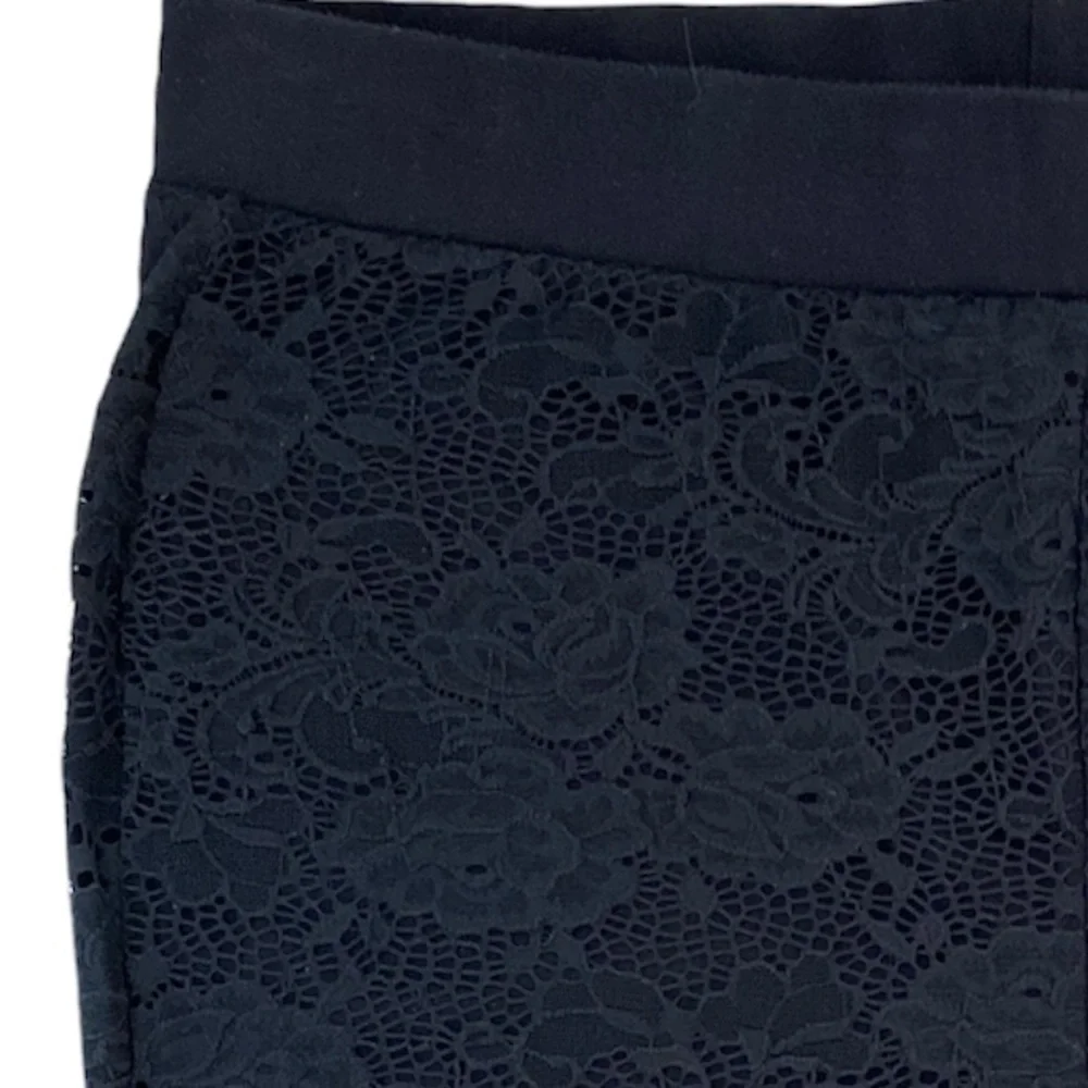 Embroidered Lace Mesh Dressy Black Shorts Pull On Comfort Elastic Waist Size 3X